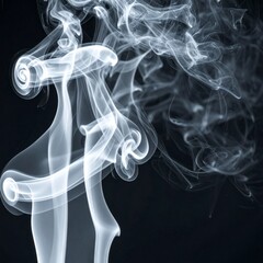 Obraz premium Abstract White Smoke Trails on a Dark Background Creating Ethereal and Dreamlike Visuals