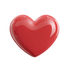 3d cute icon of a red convex 3d heart isolated on a transparent background, clipart 3d sticker heart shape