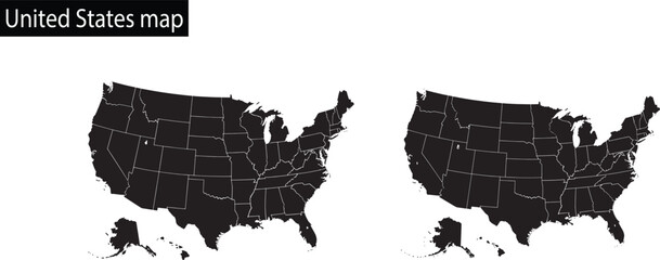 United States of America: A Silhouette Map of All Fifty States