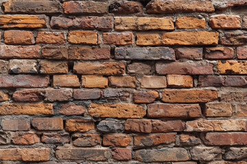Obraz premium Old weathered brick wall texture background various shades of brown and gray bricks aged stonework