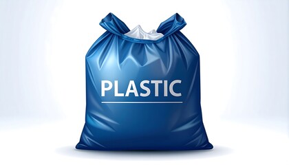 Blue Plastic Garbage Bag with Full.