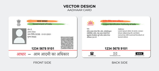 Editable Aadhaar Card Vector Template – Indian Government ID Design for Mockups and UI Kits