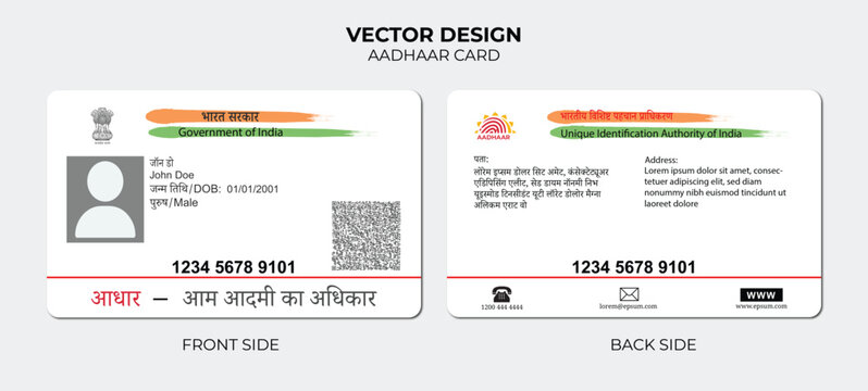Editable Aadhaar Card Vector Template – Indian Government ID Design for Mockups and UI Kits