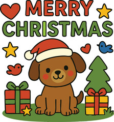 Naklejka premium Cute Christmas Puppy Illustration