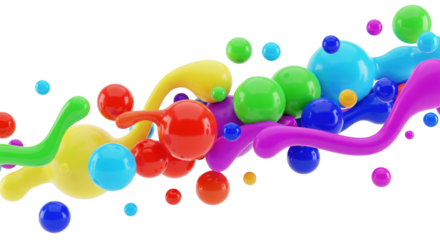 Dynamic fluid forms in vibrant colors swirling against a solid black backdrop