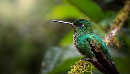 Fototapeta premium hummingbird in ecuadors rainforest and cloud forests tropical treasures hummingbirds in ecuador s rainforest