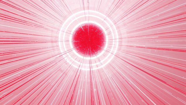 Abstract Red Sphere with Glowing Ring and Stars