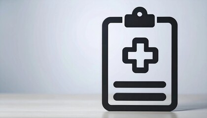 Obraz premium Patient record glyph icon with a clipboard and medical cross for a health report clinical data file and doctor or hospital information form 