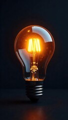 A bright light bulb illuminates a dark background, symbolizing inspiration and a brilliant idea Perfect for concepts of innovation, creativity, and problem-solving , background, success