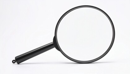 Minimalistic black magnifying glass icon on white background
