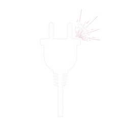 Obraz premium Minimalist White Vector Electric Power Plug Icon with Pink Sparks