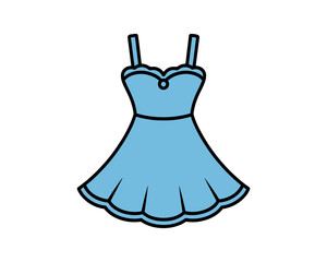 Illustration of a light blue summer dress with spaghetti straps and a sweetheart neckline on a white background vector illustration for design projects
