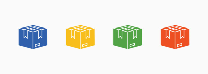 Package Icon Set Color Multiple Style Collection