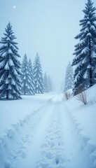Obraz premium A blizzard rages, heavy snow swirling and blanketing a landscape in white Visibility is near zero, creating a dramatic winter scene of intense snowfall and powerful winds , outdoors, blowing snow