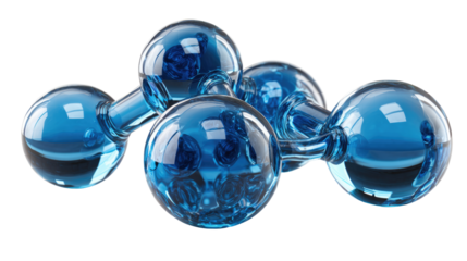 Abstract molecular structure: A stunning visualization of a molecule's intricate structure, rendered in glistening blue spheres that capture the essence of scientific innovation.