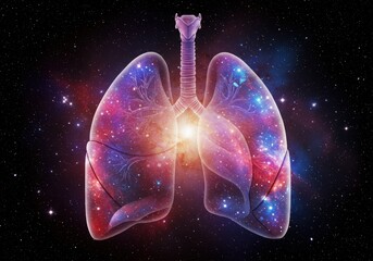 Human lungs with a galaxy inside