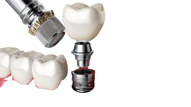 Dental Precision: An image capturing the precise placement of a dental crown, showcasing the artistry and meticulous care involved in creating a healthy, radiant smile.