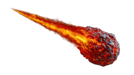 Blazing Celestial Voyager: witness the awe-inspiring moment as a fiery meteor streaks across the heavens, a testament to the raw power and beauty of the cosmos.