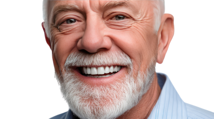 Smiling Senior's Portrait: A close-up of a cheerful, experienced senior citizen, radiating wisdom and warmth with a genuine smile and approachable eyes. The image showcases the beauty of aging.