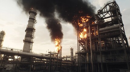 War Scene Explosion Effect, Building Destruction & Smoke, Military Theme Game Material