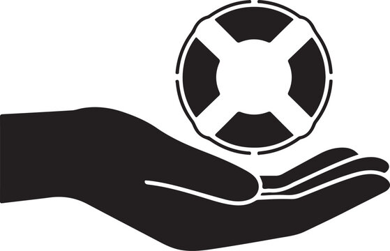 Hand holding a lifebuoy, symbol of safety and rescue - Powered by Adobe