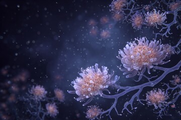 Nerve endings in an abstract shape resembling blooming flowers. Generative AI