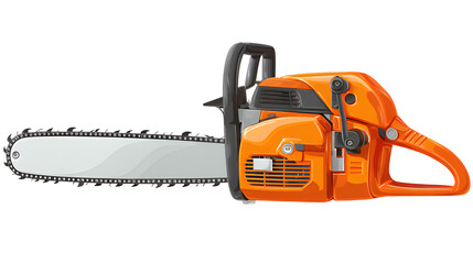Chainsaw isolated on white. Gasoline handle chainsaw maintenance