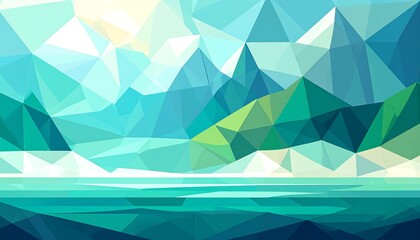 Fototapeta premium geometric abstract landscape mountains water low poly design