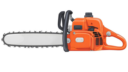 Chainsaw isolated on white. Gasoline handle chainsaw maintenance