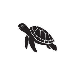 Sea turtle minimal logo isolated on white background