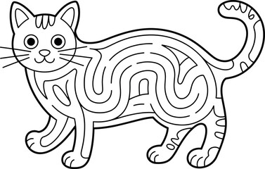 Cute Cat Maze:  Fun Black and White Line Art for Kids' Activities