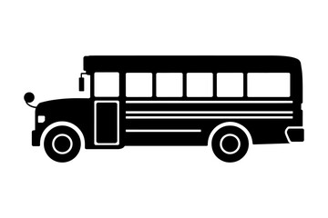 Black silhouette of school bus for educational or transport-themed projects