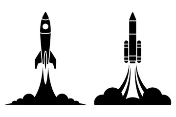 Rocket launch silhouettes representing takeoff and space travel