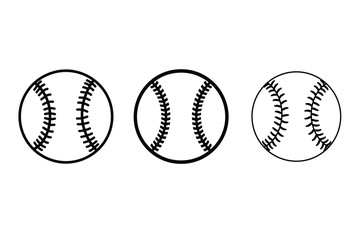 Baseball Outline Icon Clipart Set