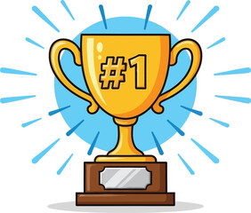 Golden trophy gleaming with victorious achievement symbolizing success and number one ranking in competition