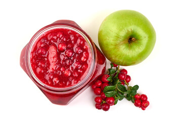 Cranberry Jam with Apple, isolated on white background.