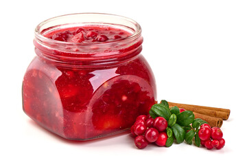 Cranberry Jam, isolated on white background.