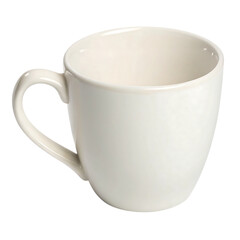 White ceramic coffee mug isolated on transparent background