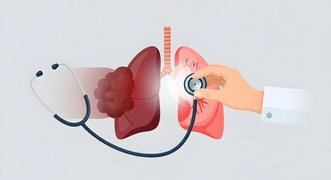 World Lung Day Lung Cancer Awareness Medical Illustration of Diagnosis and Respiratory Health - Powered by Adobe