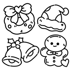 Vector set illustration of Christmas theme object. Minimalist icon line illustration Christmas theme.