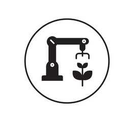 Robotic arm automation agriculture technology farming efficiency. Robotic arm automates plant care agriculture symbolizing innovation efficiency
