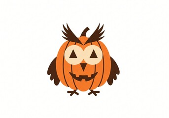 Naklejka premium Adorable Halloween Pumpkin Owl Design Cute Autumn Holiday Illustration Festive Fall Character