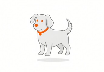 Fototapeta premium Adorable Grey Puppy Dog Cartoon Illustration Pet Animal Friendly Canine White Background