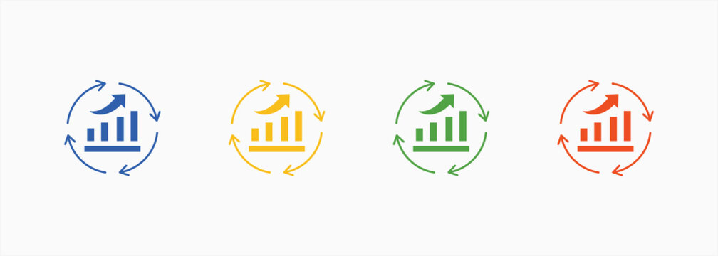 Continuous Improvement Icon Set Color Multiple Style Collection