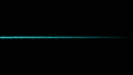 Abstract neon line bright cyan color 4k illustration. Black background 4k illustration.