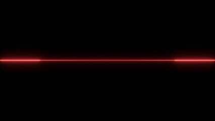 Abstract neon line bright red color 4k illustration. Black background 4k illustration.