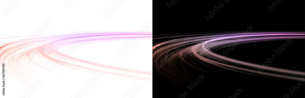 Wall mural line colored light vector abstract effect curve flows into luminous beam laser streak motion trail, 