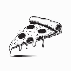 Slice of Fried Hot Italian Pizza Vector with Sticky Cheese image vector