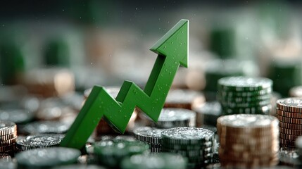 Green arrow graph symbolizing upward business progress