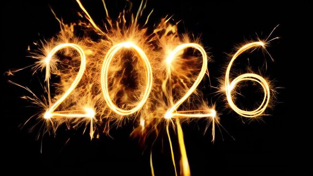 Happy New Year 2026 fireworks glowing festive lights celebration background
